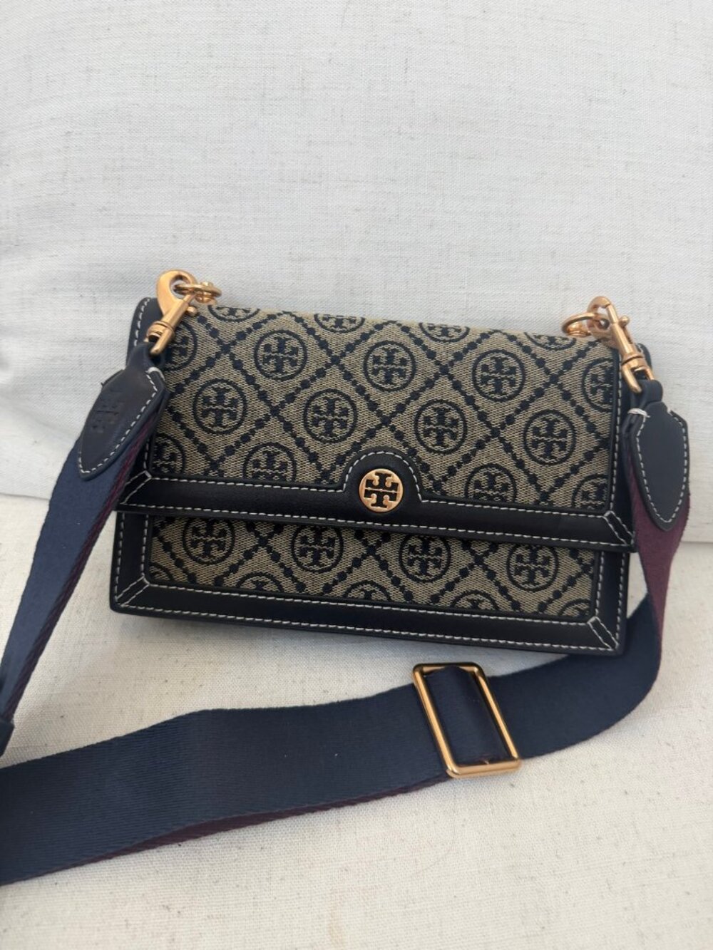 Tory Burch Small T Monogram Jacquard Shoulder Bag - Like New